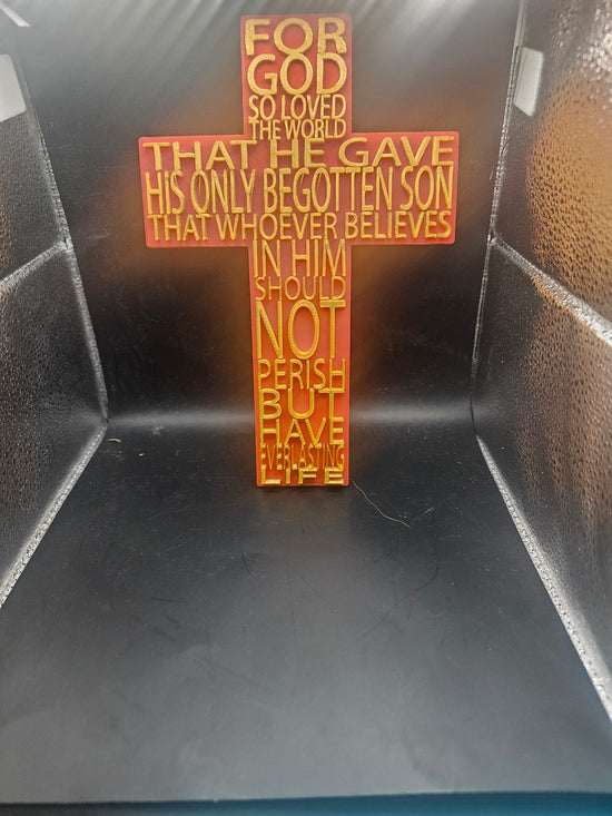 3d printed John 3:16 cross