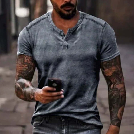 Simple Lapel Button Men’s Short Sleeve Shirt